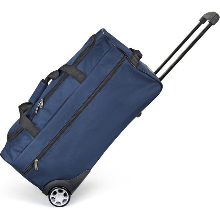 Trolley da viaggio blu - Ampia borsa con ruote, maniglia telescopica, scomparto spazioso, tasca con cerniera, ideale per i weekend.