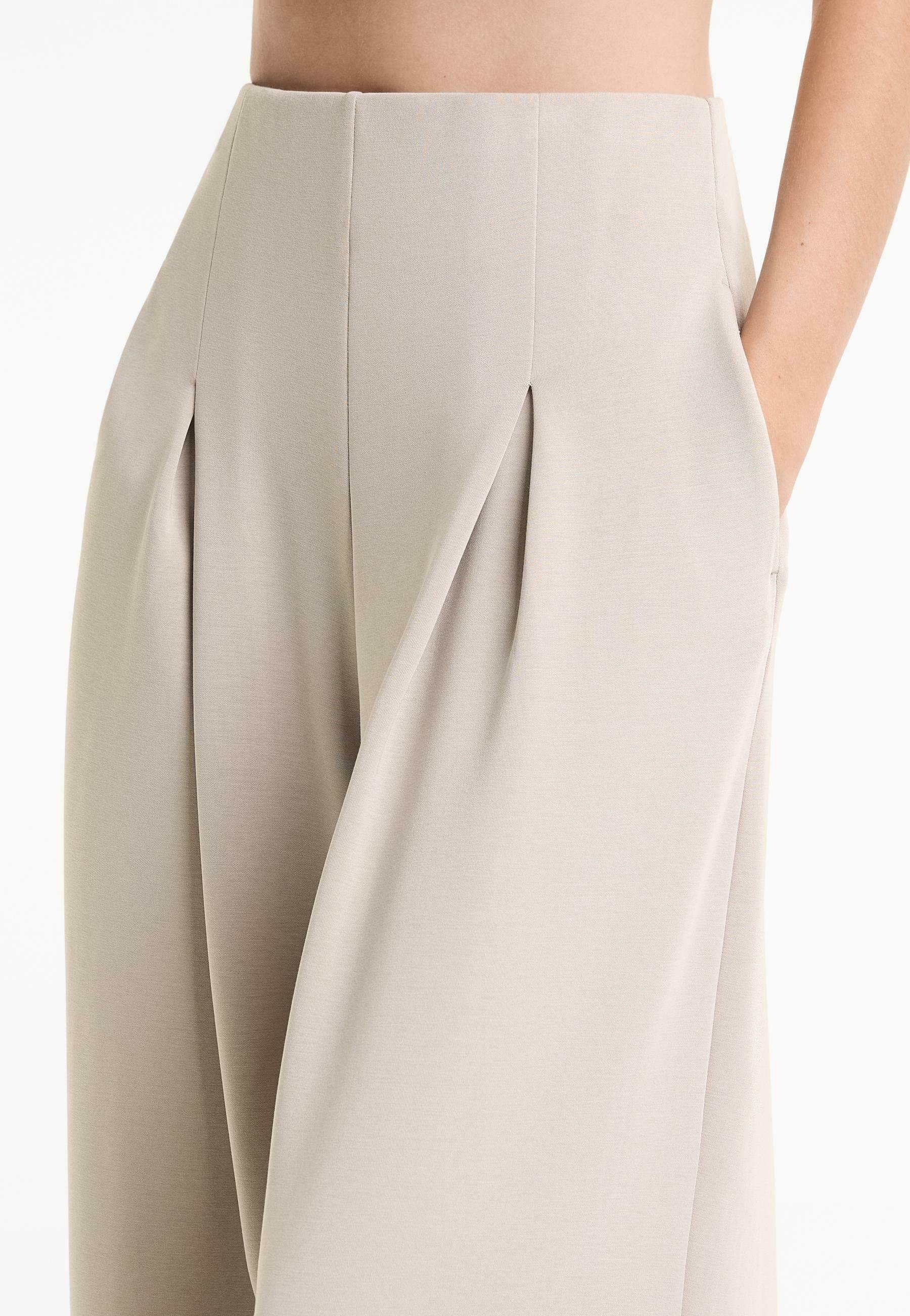 OYSHO SOFT-TOUCH WIDE-LEG PLEATED - Broek - gemêleerd beige