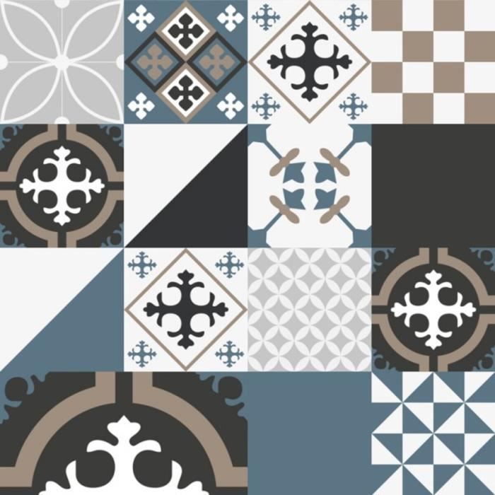 Revestimento de parede para cozinha em alumínio - efeito de azulejo de cimento doce - 200x20 cm (em 2 faixas) - 99 Déco