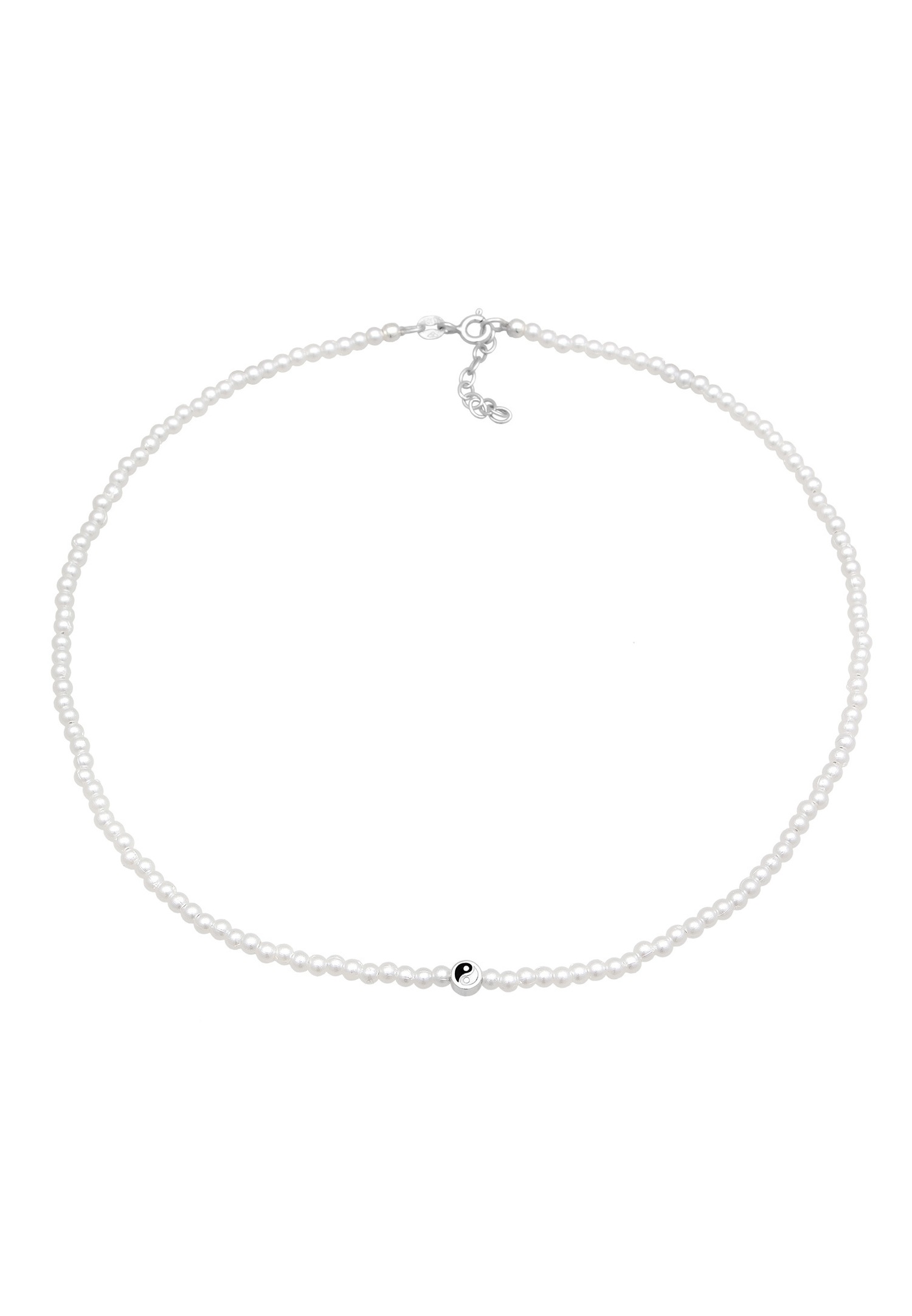 Elli Femmes Choker Yin Yang Perles de verre en Argent Sterling 925