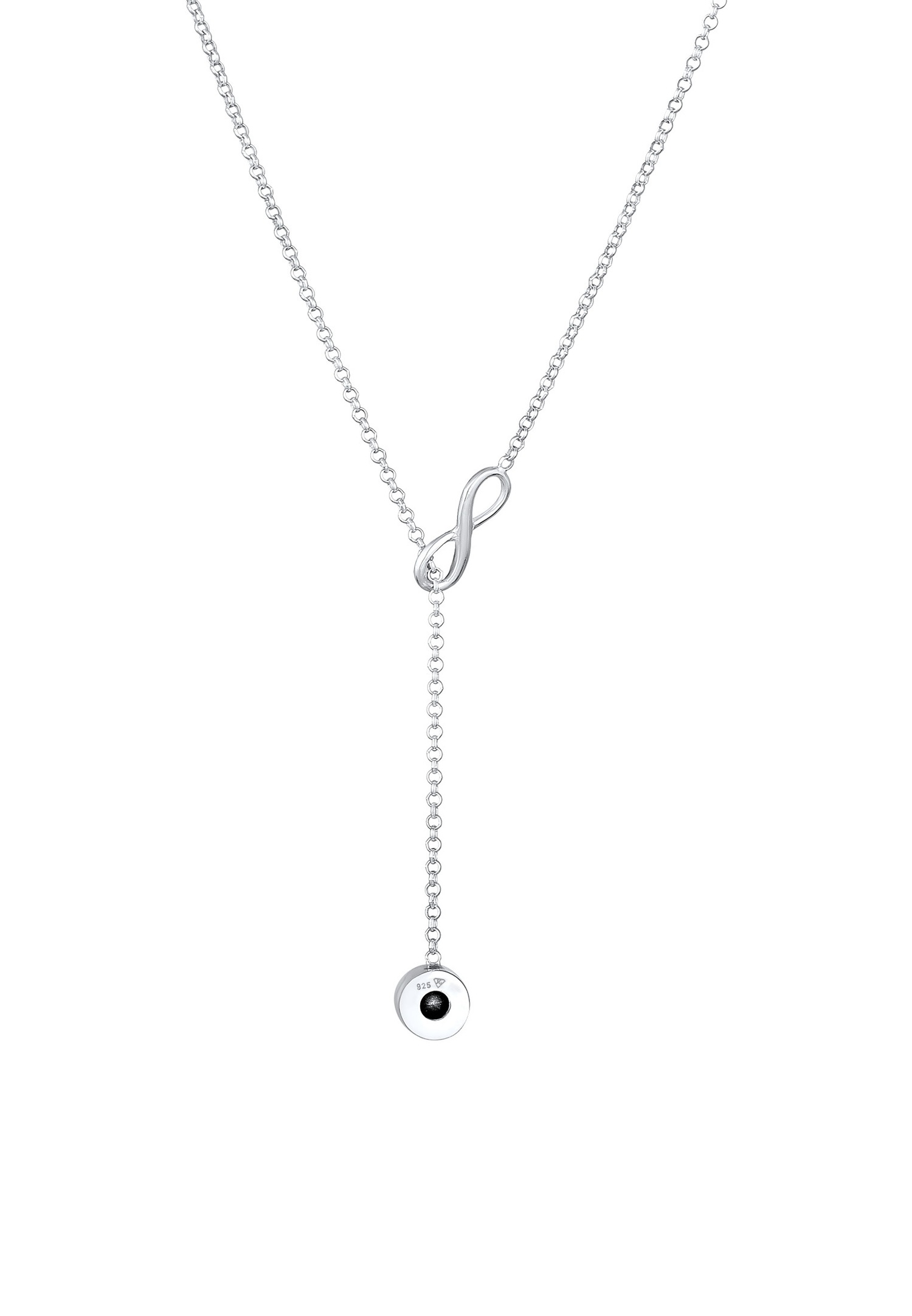 Elli Femmes Chaîne en Y solitaire pendentif Infinité avec cristal en argent sterling 925