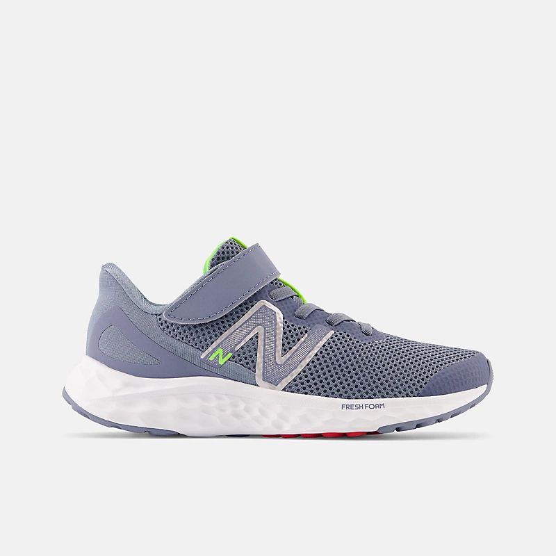 Dziecięcy ochraniacz na buty Arishi v4 Bungee Lace z pianką Fresh Foam i górnym paskiem – Arctic Grey z pikselową zielenią i prawdziwą czerwienią