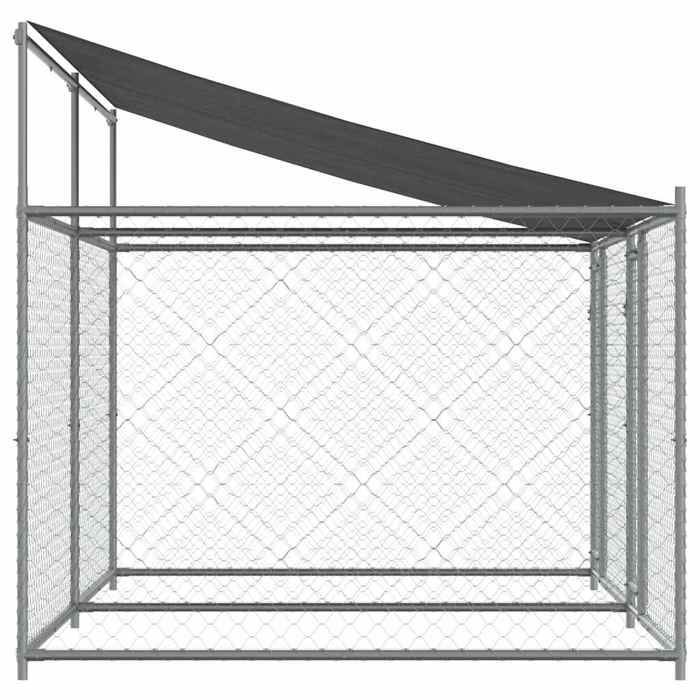 vidaXL Cage pour Chien avec Toit et Portes, Chenil pour Chien, Maison pour Chien, Niche de Jardin Terrasse, Gris 4x2x2m 3209563