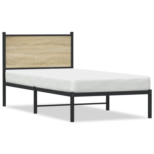 Metalowa rama łóżka bez materaca dąb sonoma 75x190 cm