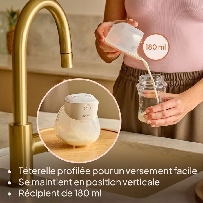 Tire-lait électrique mains libres LIONELO Fidi Free Lumi - 180 ml - Lampe - 6 Tailles - Portable - Deux phases - 3h sans fil