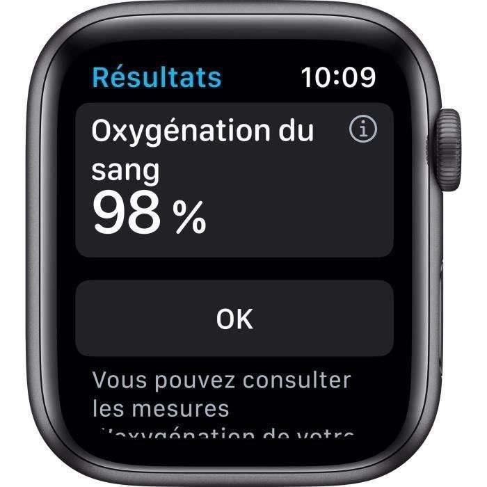 Apple Watch Series 6 GPS - 44 mm Space Gray aluminium kast - zwarte band (2020) - Gereviseerd - Uitstekende staat