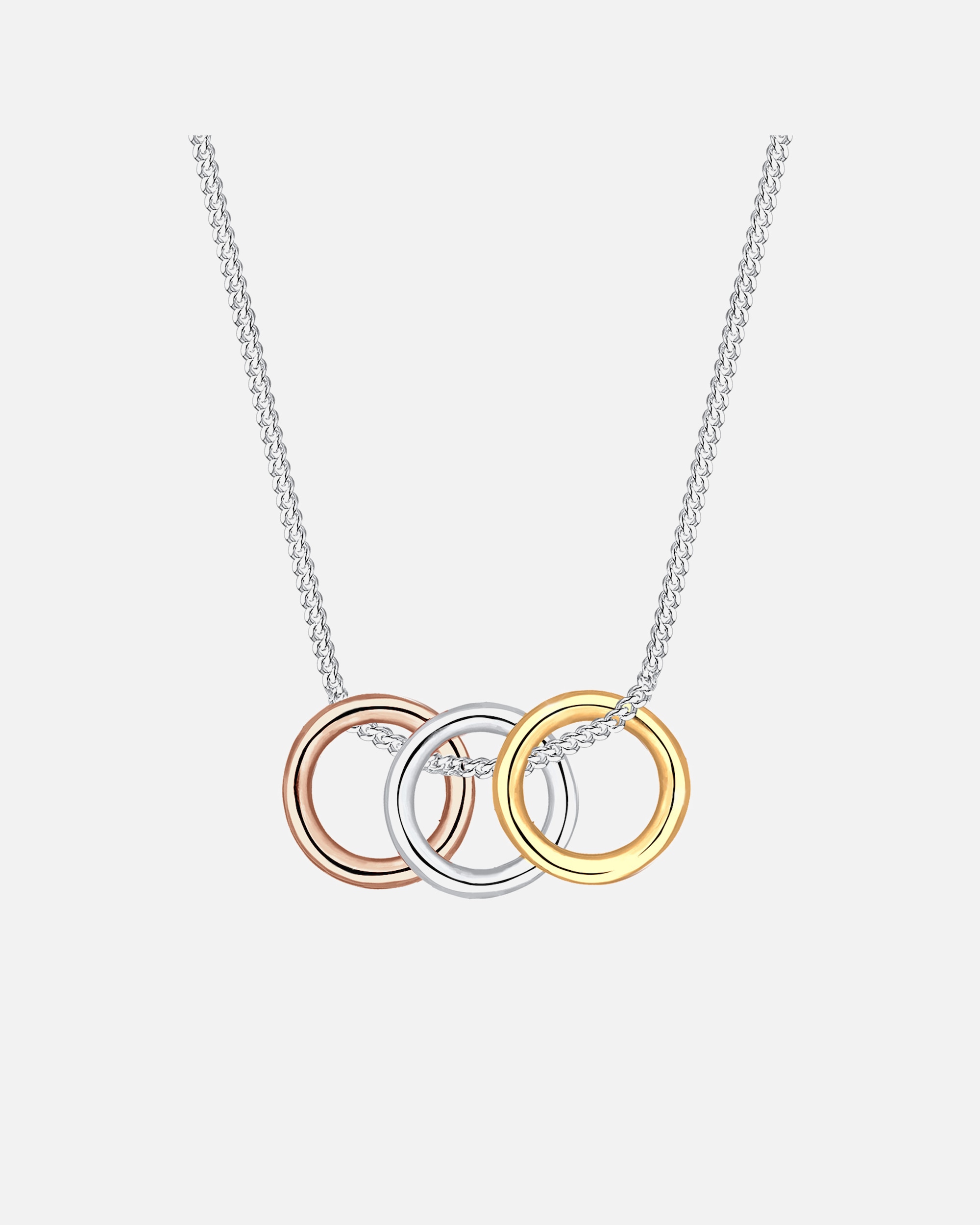 Elli Femme Pendentif Cercle Tendance Tri-Couleur en Argent Sterling 925