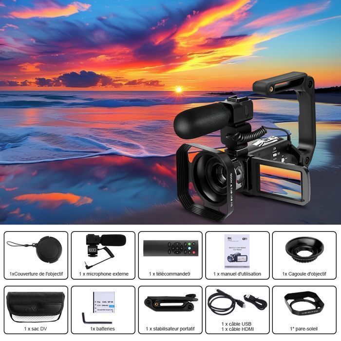 Videocámara digital IBEAFILLY 8K 64MP con pantalla de 3