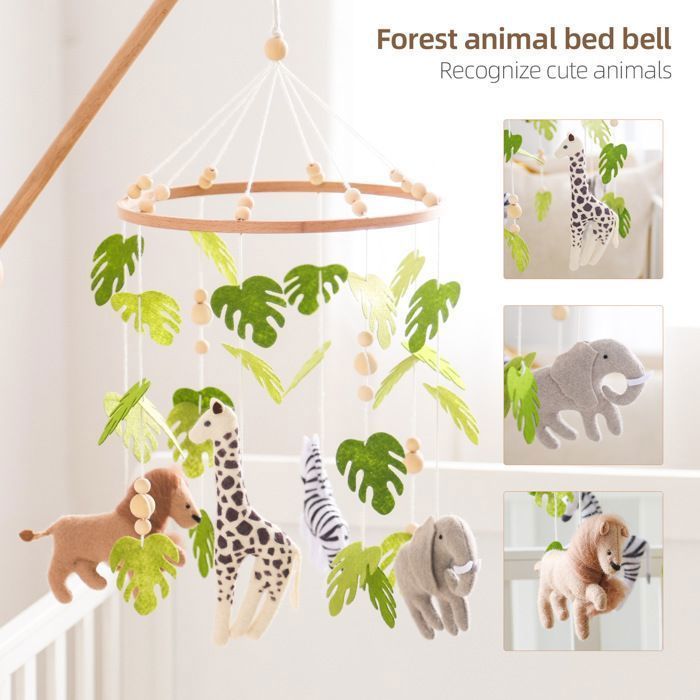 Bébé Mobile en Bois - Berceau cloche Bébé Jouet - AUCUNE - Forêt animal lit cloche - Cadeau pour bébé filles garçons Label