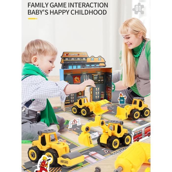 Alfombra infantil con pista de coches - ZGEER - Juego de búsqueda del tesoro y rompecabezas para niños - Blanco - Coches - 54,3 x 83,3 cm