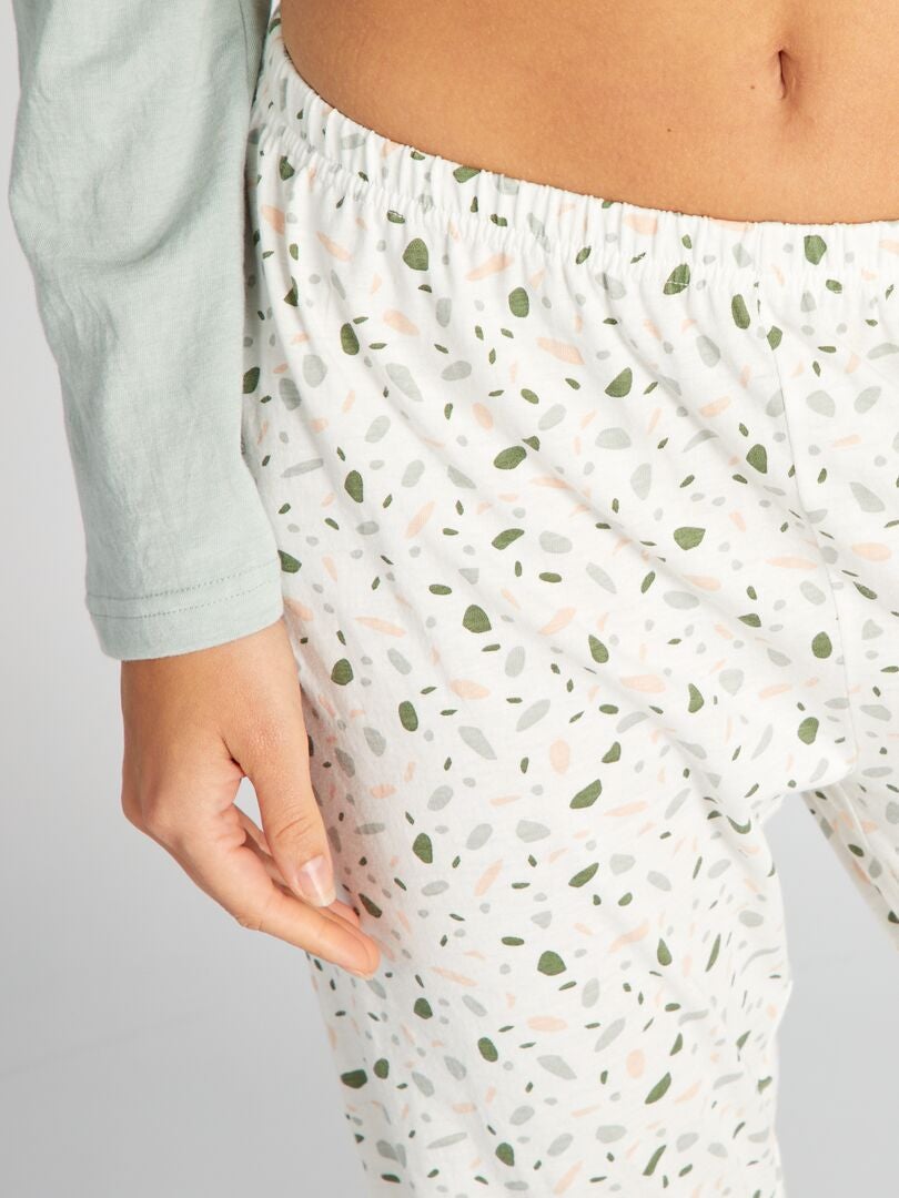 'Dodo' Jersey Pyjamaset - 2-delig - Groen/Wit