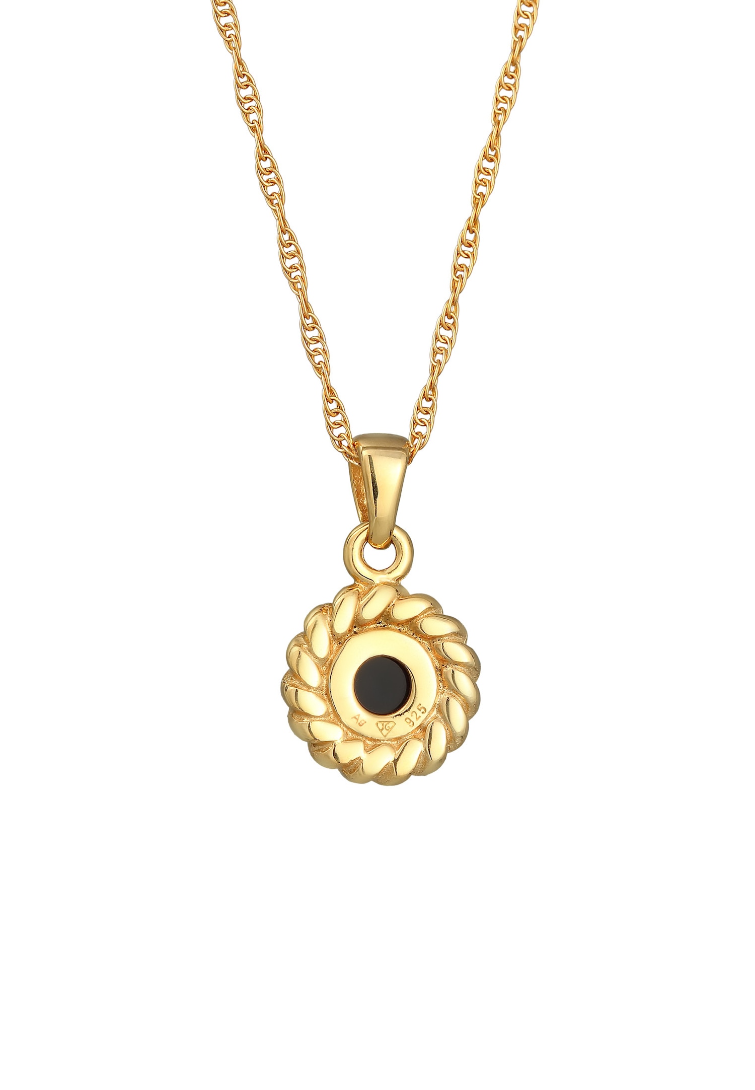 Elli Femmes pendentif antique vintage avec onyx en argent sterling 925 plaqué or