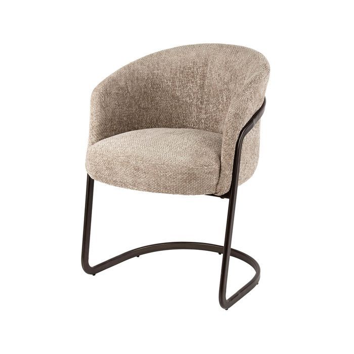 Teo - set of 2 chairs - metal legs - textured fabric - Sand