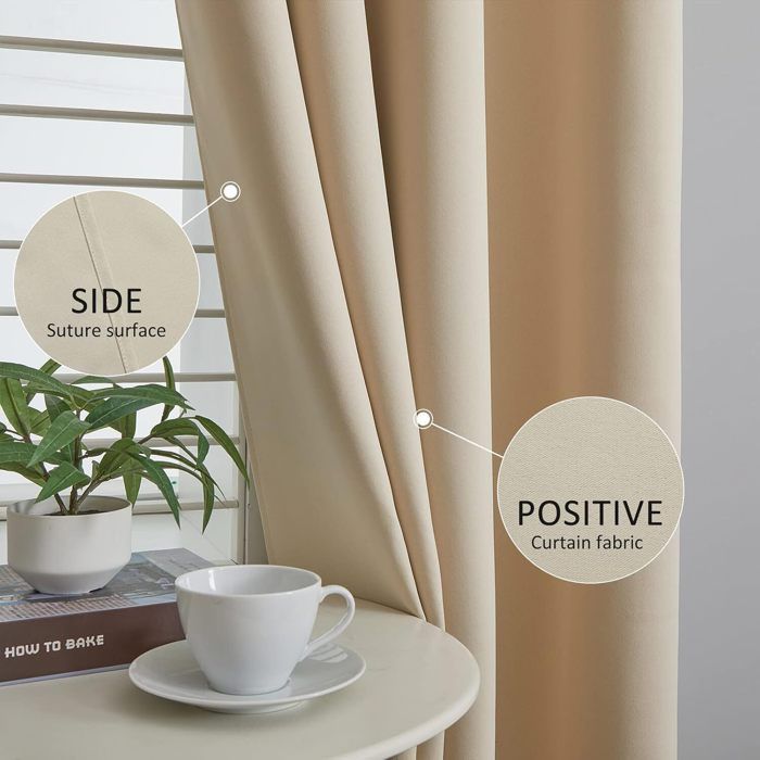 Rideau Occultants 300x240cm Beige TOPFINEL Thermique Isolant Anti Froid à Oeillets Anti Bruit Décoratif Chambre 1 Panneau