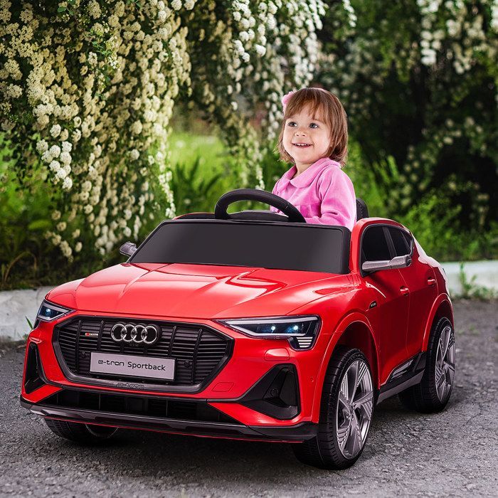 Coche eléctrico infantil - HOMCOM - Audi E-Tron Sportback 12V con licencia oficial, control remoto, LED, MP3, USB - PP - Rojo