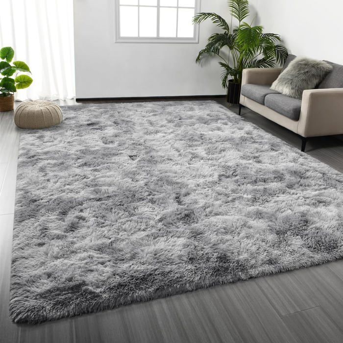 Tappeto a pelo lungo per soggiorno 160 x 230 cm - Tappeto da comodino, a pelo lungo (grigio chiaro), morbido tappeto per soggiorno, camera da letto, divano