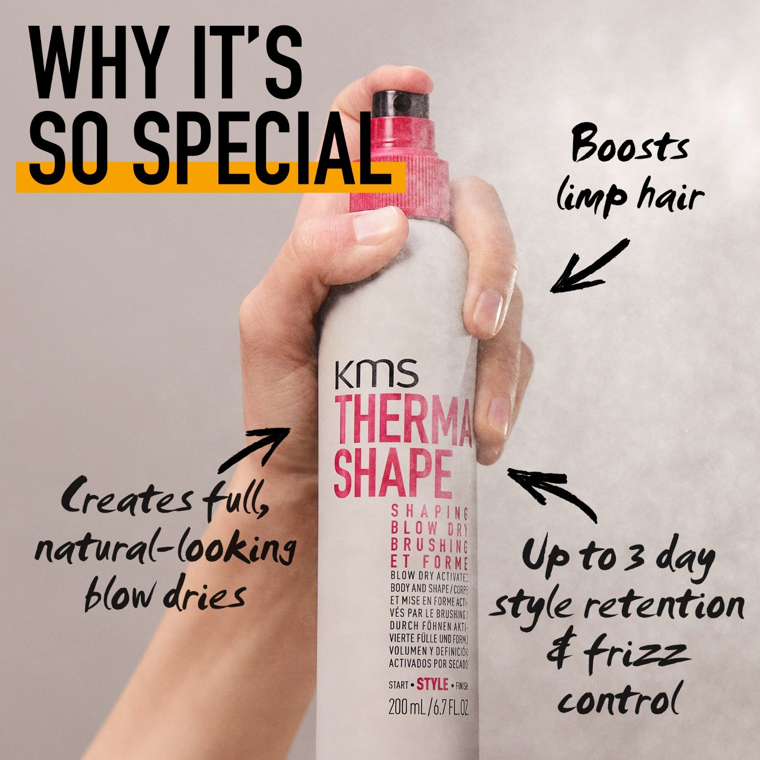 KMS Hårspray för styling och föning – 200 ml