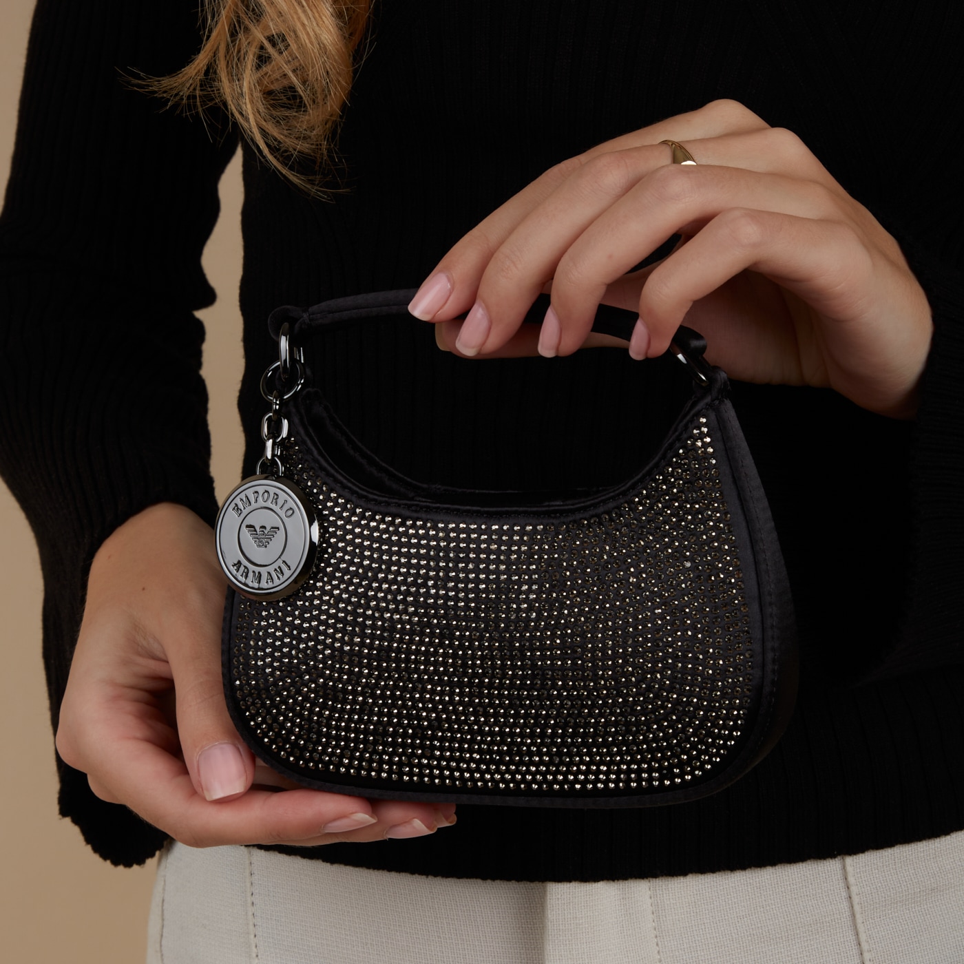 Emporio Armani håndtaske, sort - imiteret læder