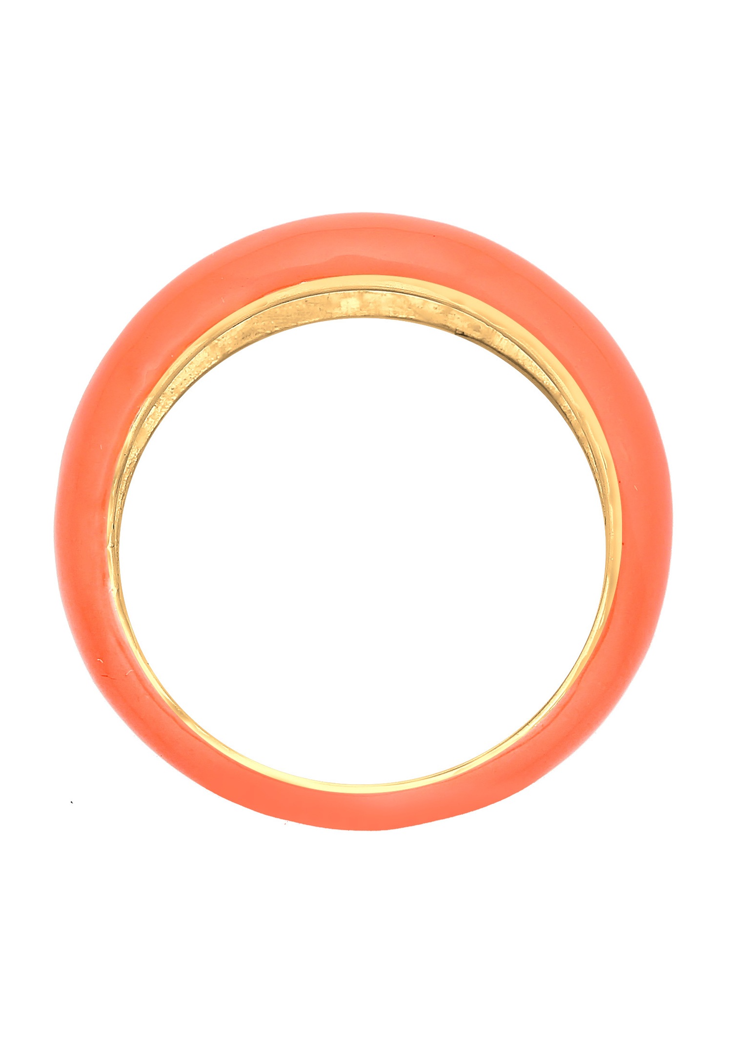 Elli Femmes Bande Pile avec Émail Orange en Argent Sterling 925 Plaqué Or