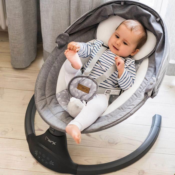 MoMi KENANI – Electric Baby Swing – Bluetooth – Remote Control – Mosquito Net – 5 Speeds – Dark Grey