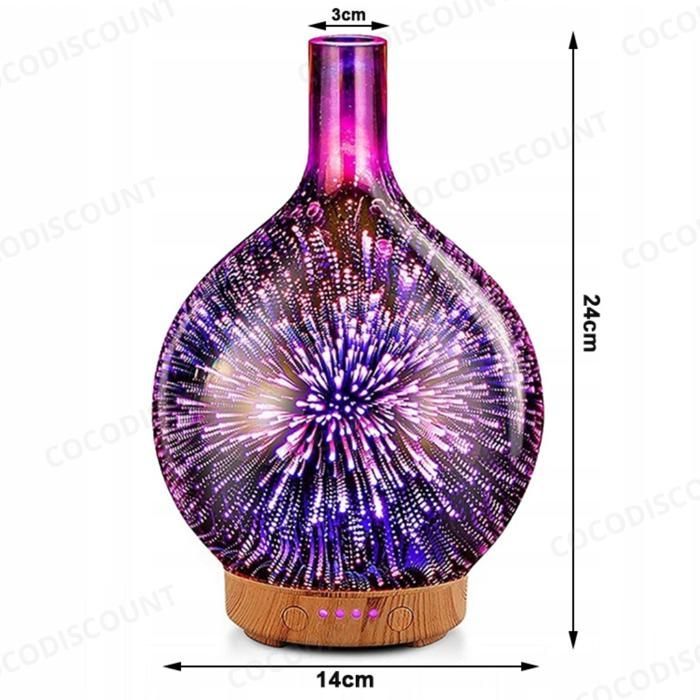 Cobye - 120ml Glazen Aromatherapie Luchtbevochtiger - 3D RGB LED Essentiële Olie Diffuser met Nachtlampje en Timer