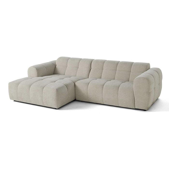 Ray - Sofá esquinero izquierdo - 4 plazas - Tejido texturizado - Beige