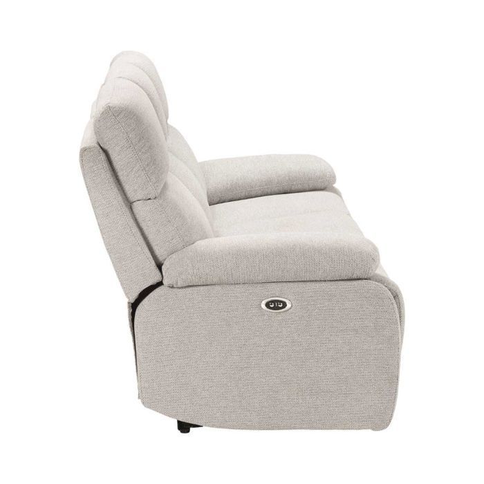 Canapé relax électrique 3 places tissu polyester gris clair - MIGUEL