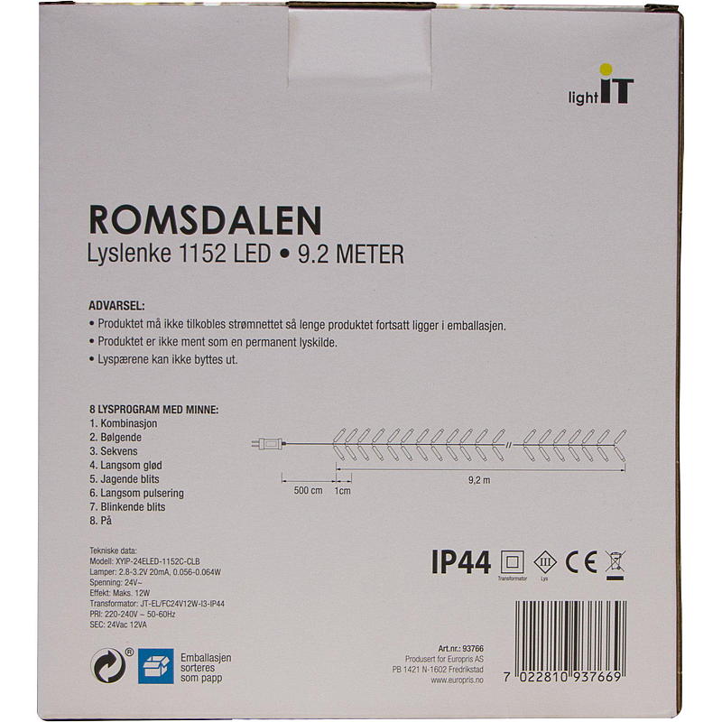 Hjem Lyslenker 1152 LED Varmhvit, Romsdalen