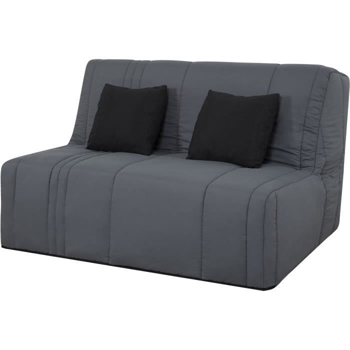 Sofá cama de 2 plazas EVASION - Tapicería gris perla - Colchón SIMMONS - 440 muelles ensacados - Superficie para dormir: 188 x 138 cm