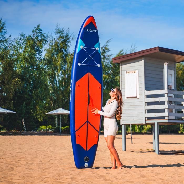 Tabla de paddle surf THUNDER® STRIPES de 320 cm | Hinchable | Antideslizante | Mochila | Accesorios completos | Kit de reparación