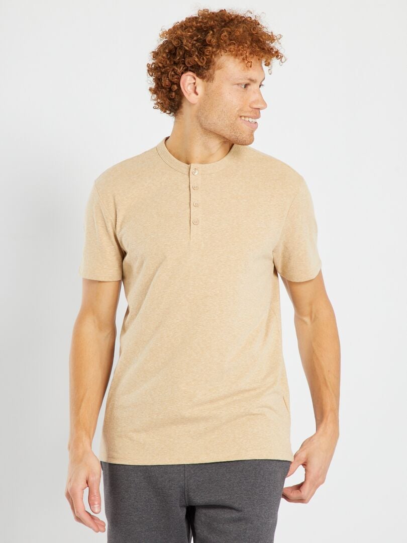 T-shirt met gemêleerd effect - BEIGE