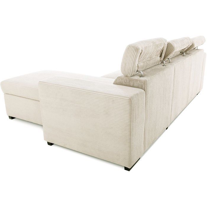 Käännettävä kulmasohva - 4-istuttava - VICOMTE - Beige sametti - Säilytyslokero - 237 x 167 x 88 cm