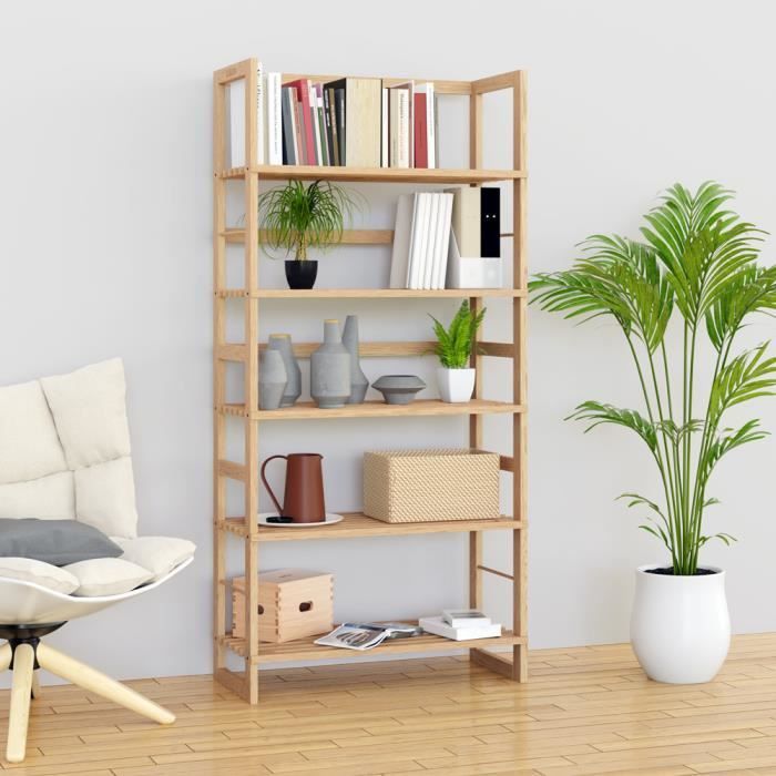 CASARIA® Set of 2 5-Tier Storage Shelves, 135.5 x 58 x 27 cm, Wooden Multifunctional Bathroom Display