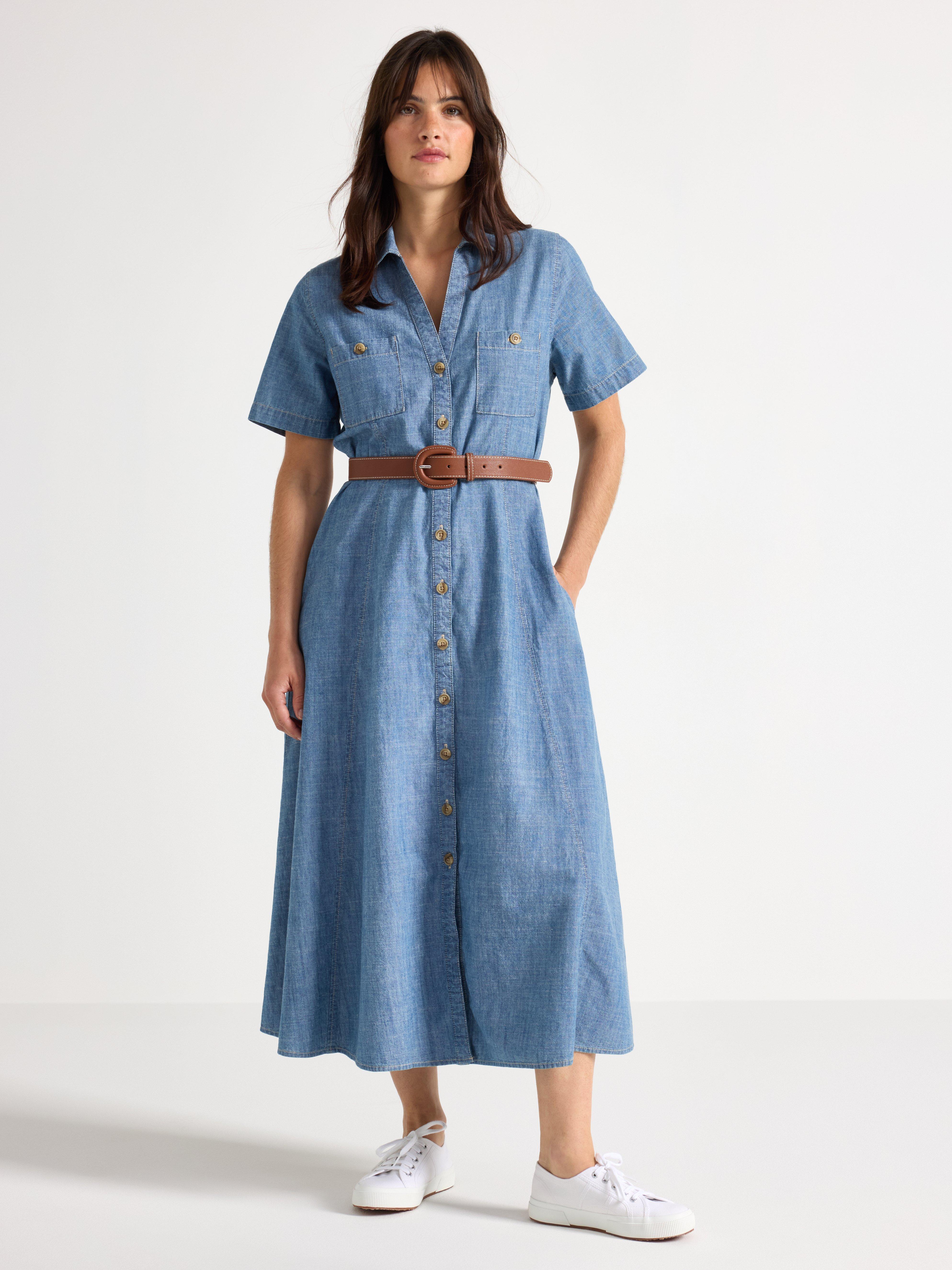 Vestido camisa chambray azul chambray