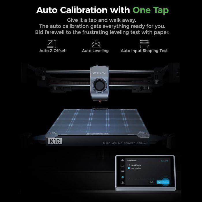 Creality K1C Imprimante 3D avec Caméra AI,Vitesse d'impression de 600 mm/s,Extrudeuse Directe sans Colmatage et buse TriMétallique