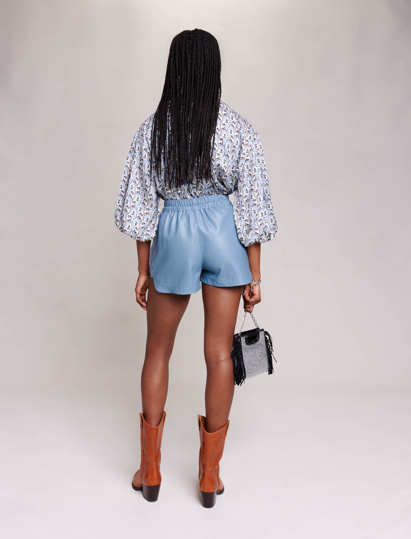 Kunstleren shorts - Blauw