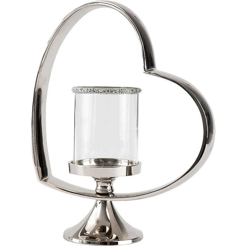 Candelabro Christina de acero y cristal, con pedrería.