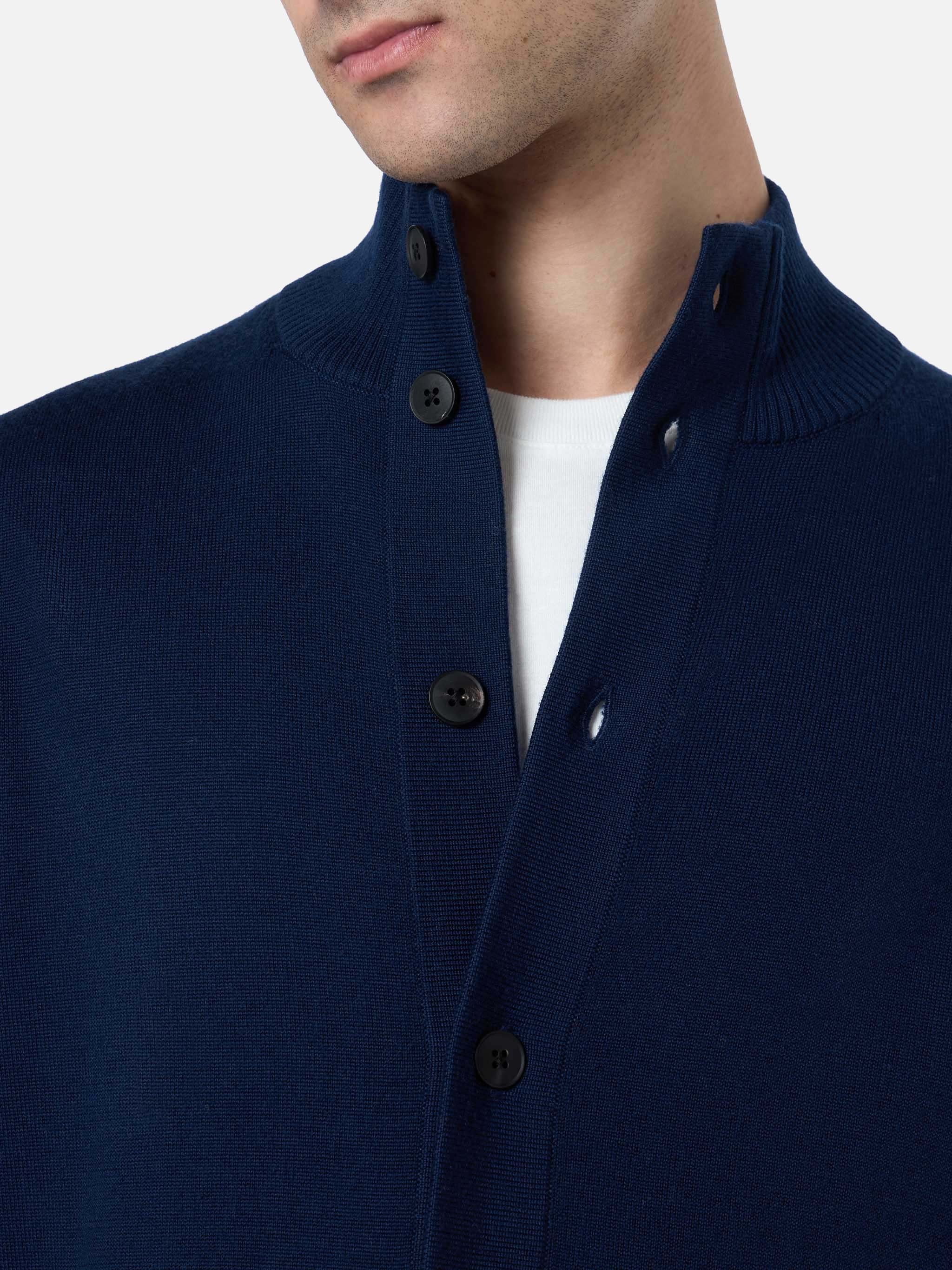 Savile herenvest van marineblauwe merinowol