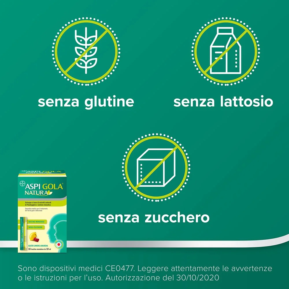ASPIRINE Sirop Aspi Gola Natura à la cerise et au citron 16 comprimés pour le mal de gorge