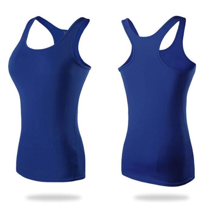 Pack de 3 camisetas de tirantes deportivas de compresión para mujer, de secado rápido, para correr y hacer ejercicio - Blanco/Azul/Rosa