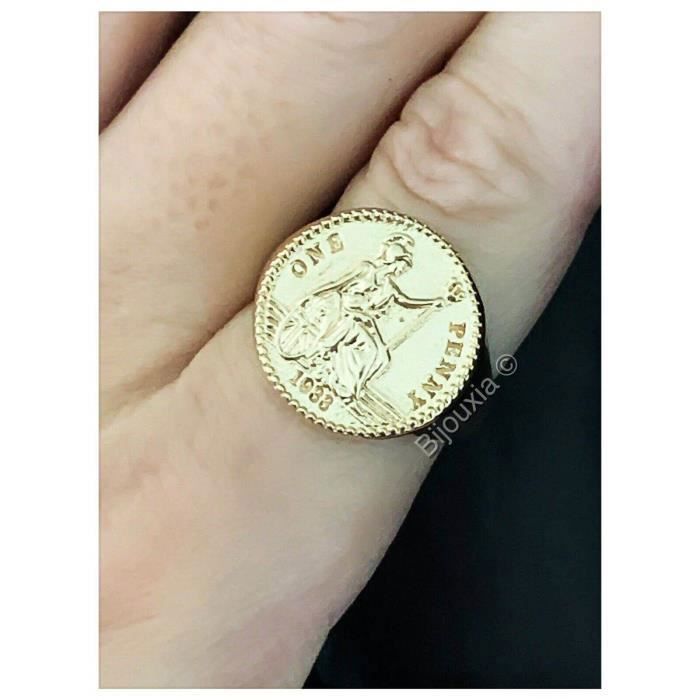 One Penny Coin Ring 1933, 3 Micron Gold Plated, Hallmarked - BIJOUXIA - Unisex Napoleon Style Ring