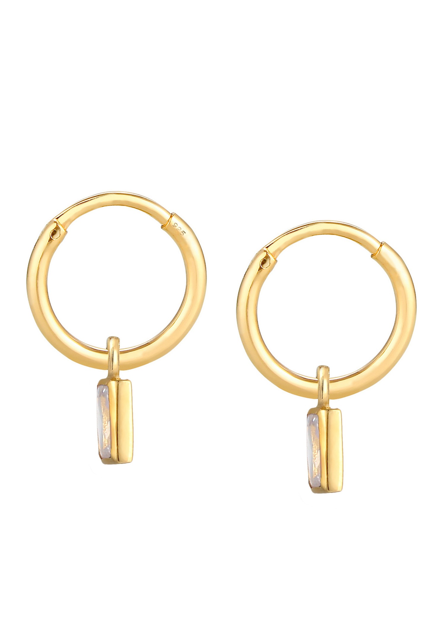Elli Élégant Filigrane avec des Zircones Boucles d'Oreilles Femme - (925/1000) Argent Plaqué Or