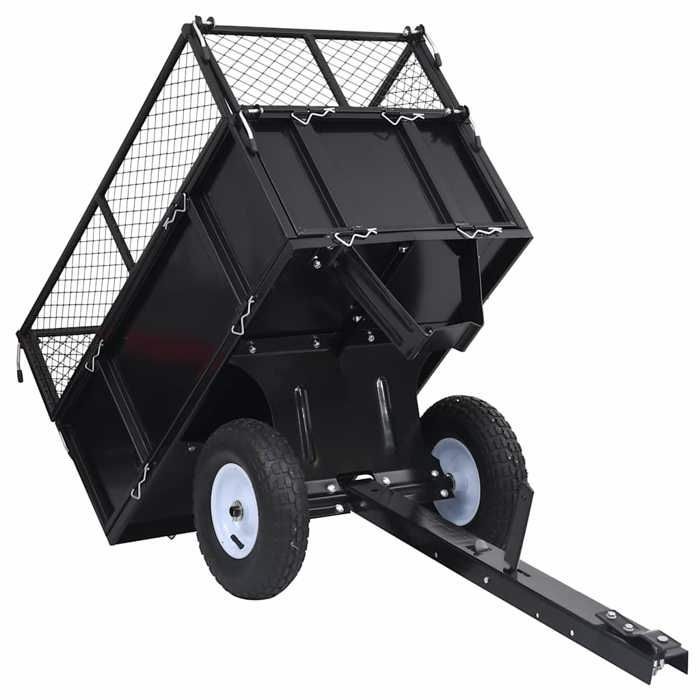Remolque basculante vidaXL para cortacésped, capacidad de carga de 150 kg.