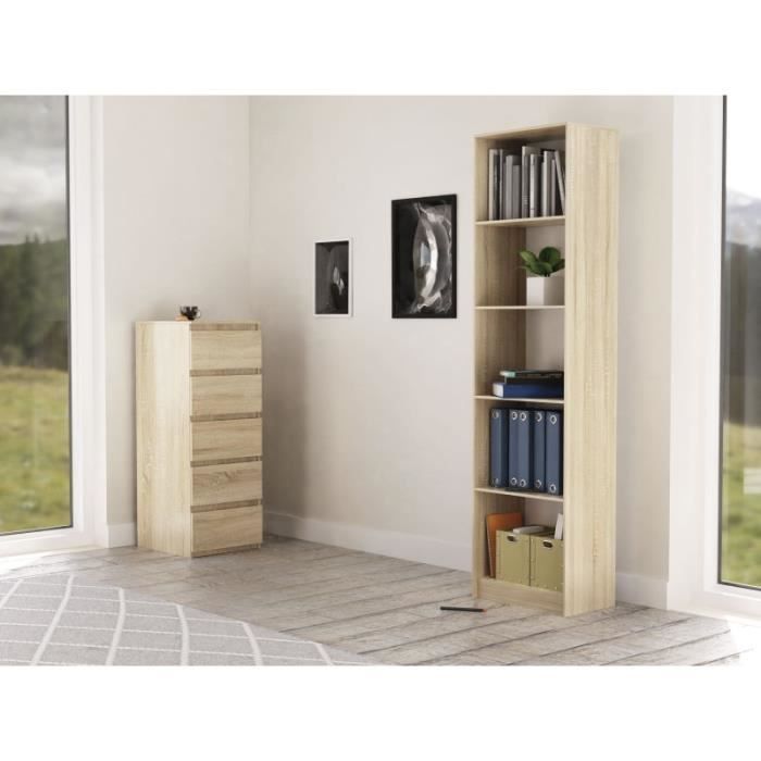 KAFFI - Librería de salón de estilo escandinavo - 50x30x181 cm - 5 estantes - Estantería