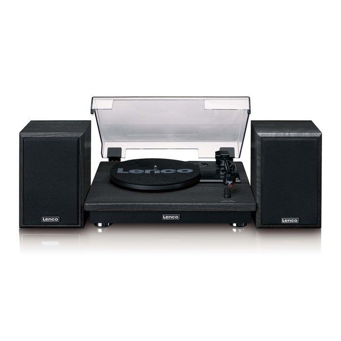 Lenco LS-100BK - Giradischi con connettività Bluetooth® e due altoparlanti esterni - Nero