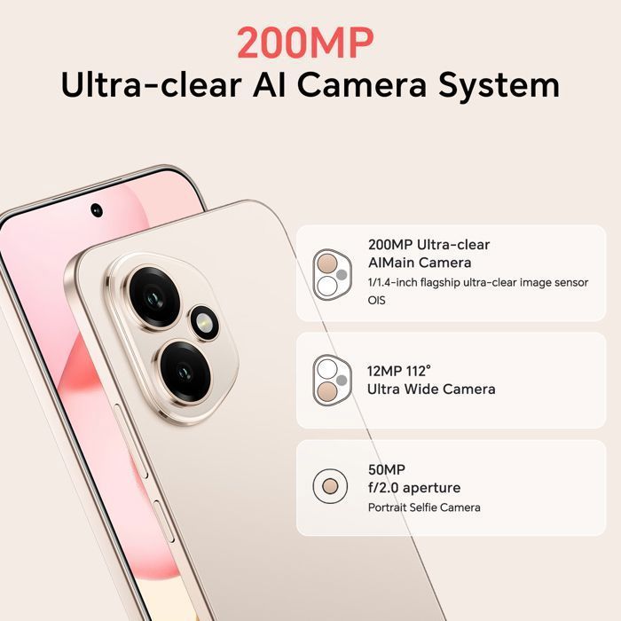 5G-Smartphone – HONOR 400 – 8 GB RAM – 256 GB – Gold – 200-MP-Ultra-HD-Kamera mit KI – 5300-mAh-Akku – EU-Version