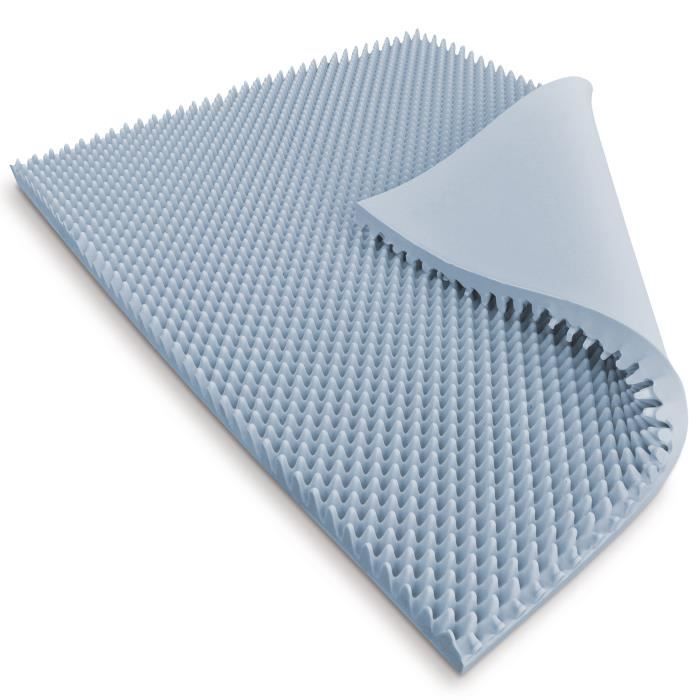 Surmatelas 90x190 cm- Mémoire de Forme Fresh Massant 9 zones- Equilibré- Epaisseur 3 cm -Dehoussable