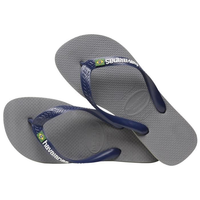 Infradito Havaianas Brasil Logo da donna - Punta aperta - Leggere e resistenti - Grigio acciaio/Blu navy