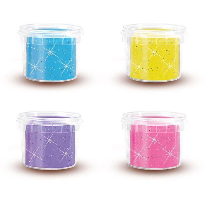 Feel Good boetseerklei - SES Creative - Deeg - Glitter (4 x 90 g) - Gemaakt in Nederland - Sensorische activiteit voor baby's - Leeftijd: 1+