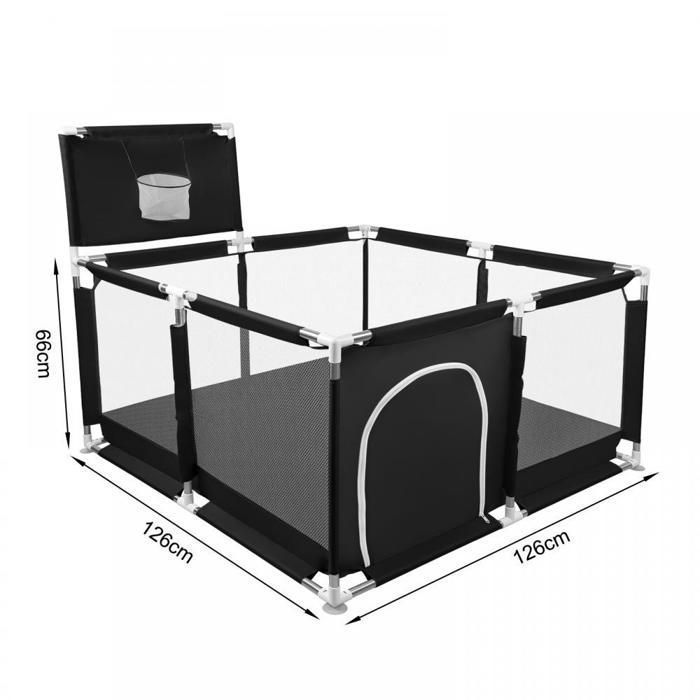 XUANYU Baby Playpen - With Suction Cups + Zipped Door + Ocean Balls - Indoor and Outdoor Baby Playpen - Black
